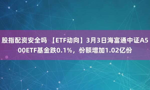 股指配资安全吗 【ETF动向】3月3日海富通中证A500ETF基金跌0.1%，份额增加1.02亿份