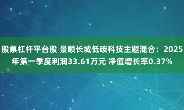 股票杠杆平台股 景顺长城低碳科技主题混合：2025年第一季度利润33.61万元 净值增长率0.37%
