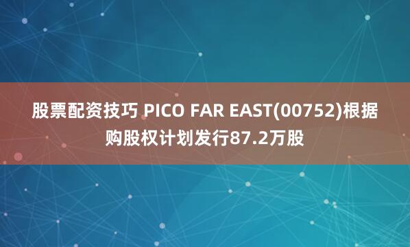股票配资技巧 PICO FAR EAST(00752)根据购股权计划发行87.2万股