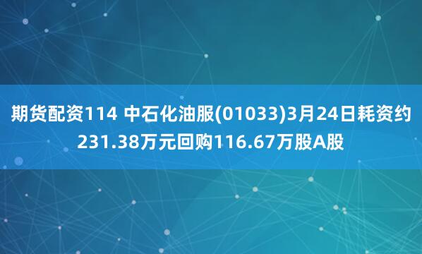 期货配资114 中石化油服(01033)3月24日耗资约231.38万元回购116.67万股A股